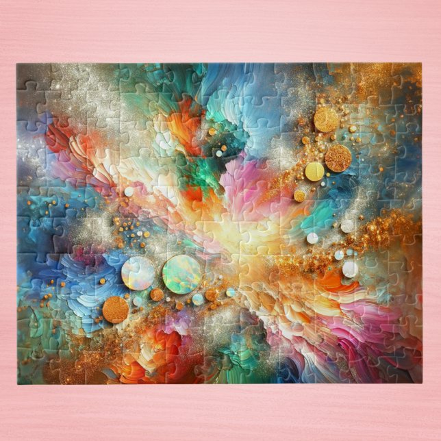 Abstrakt av färglös alkohol med Bläck Opal- Pussel (A colorful puzzle for abstract art lovers.)