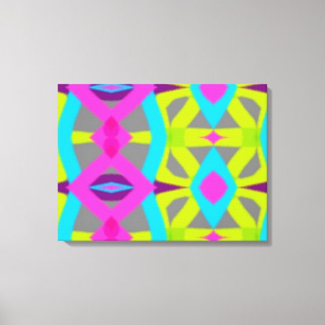 Abstrakt av färglös Rosa Blue Lime Green Mönster Canvastryck (Framsida)