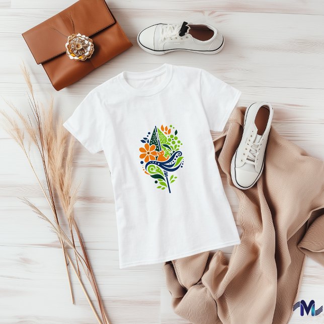 Abstrakt av färglöst katt och Blommigt T Shirt (Skapare uppladdad)