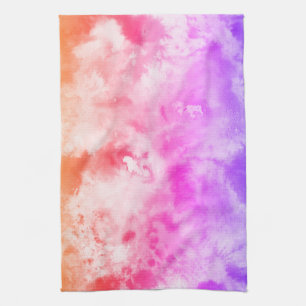 Abstrakt av färglöst vattenfärgad Rosa Splotches   Kökshandduk
