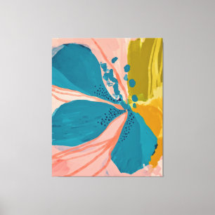 Abstrakt av färgmodern Blommigt Art Rosa Blue Pos Canvastryck
