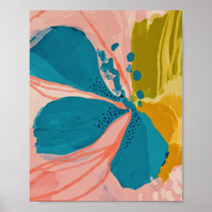 Abstrakt av färgmodern Blommigt Art Rosa Blue Poster
