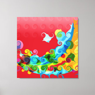 Abstrakt av färgstark Funky Retro Swirl Painting Canvastryck
