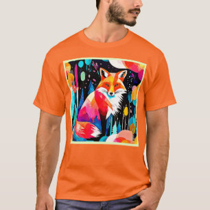 Abstrakt av färgstark räv t shirt