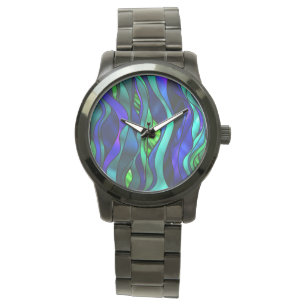 Abstrakt av fastfärgat glas armbandsur