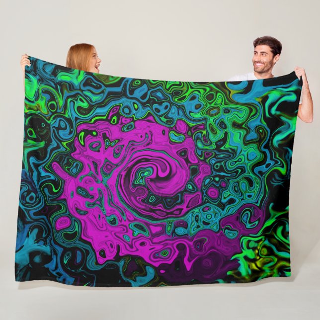 Abstrakt av fetstil Groovy Liquid Art Swirl Fleecefilt (På plats)