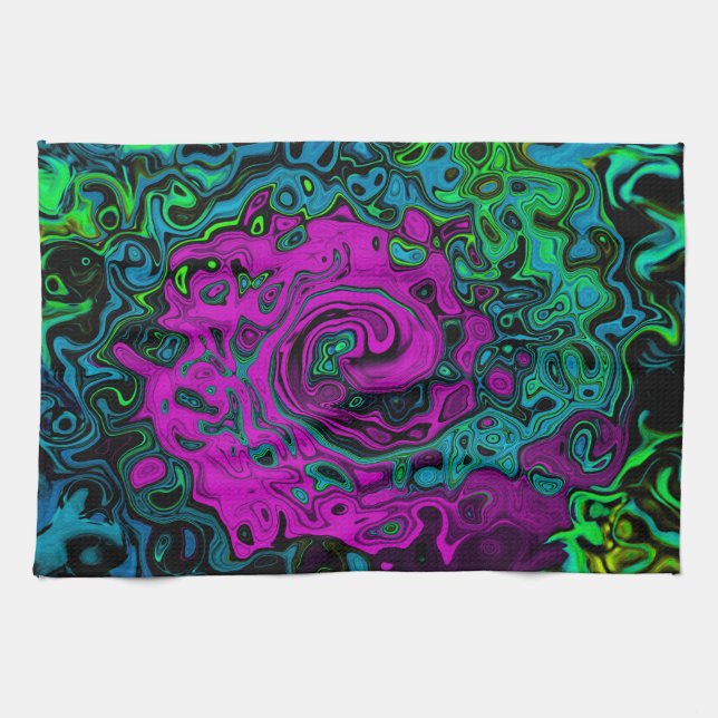 Abstrakt av fetstil Groovy Liquid Art Swirl Kökshandduk (Horisontell)