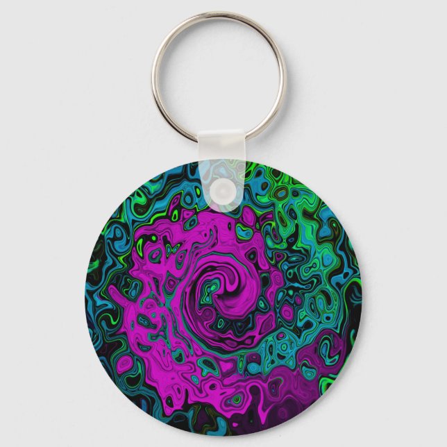 Abstrakt av fetstil Groovy Liquid Art Swirl Nyckelring (Framsida)