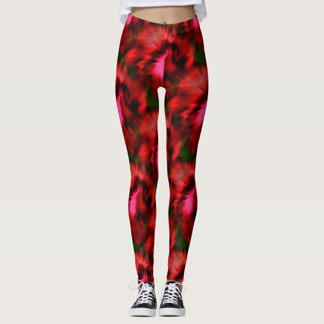 Abstrakt av fetstil och Grönt Art Mönster Leggings (Framsida)