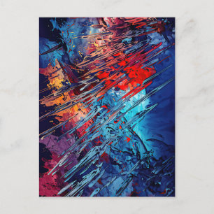 Abstrakt av Fiery Drift Blue Red Contemporary Art Vykort