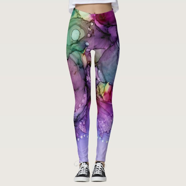 Abstrakt av flytande  i Bläck med flera färger Leggings (Framsida)