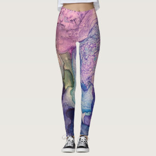 Abstrakt av flytande  i Bläck med flera färger Leggings