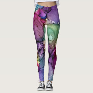 Abstrakt av flytande i Bläck med flera färger Leggings