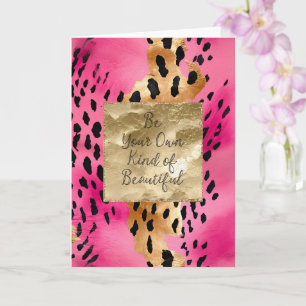 Abstrakt av Girly Rosa Glam Guld Leopard Print Kort