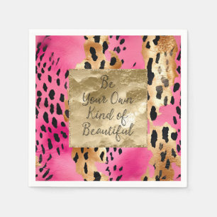 Abstrakt av Girly Rosa Glam Guld Leopard Print Pappersservett