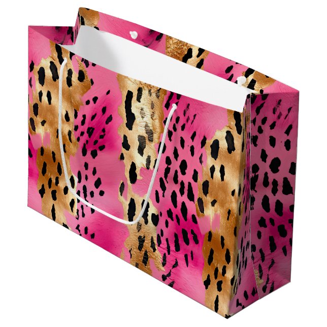 Abstrakt av Girly Rosa Guld Glam Leopard Print  (Framsidan Vinklad)