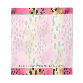 Abstrakt av Girly Rosa Guld Glam Leopard Print  Anteckningsblock