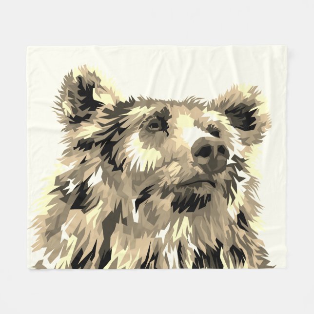 Abstrakt av grizzbjörn fleecefilt (Framsidan (Horisontell))