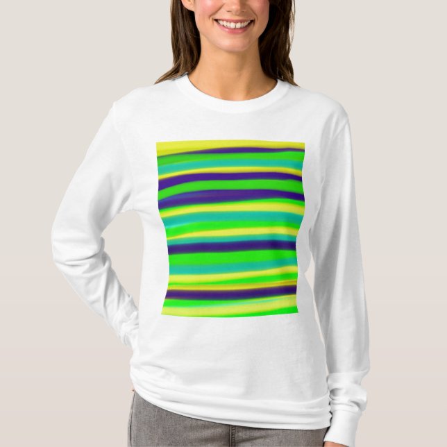 Abstrakt av grönt med stripe- t-shirt (Framsida)