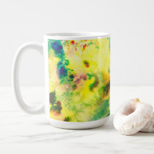 Abstrakt av Grönten  av färgen Watercolor Gult Art Kaffemugg