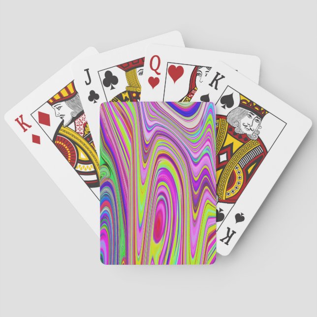 Abstrakt av Gult och Rosa Groovy Retro Art Casinokort (Baksidan)