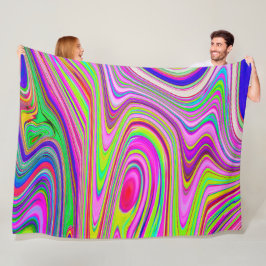 Abstrakt av Gult och Rosa Groovy Retro Art Fleecefilt