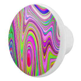 Abstrakt av Gult och Rosa Groovy Retro Art Knopp