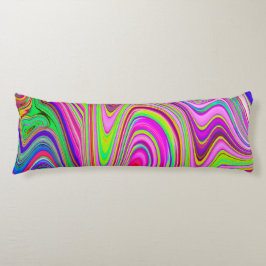 Abstrakt av Gult och Rosa Groovy Retro Art Kroppskudde