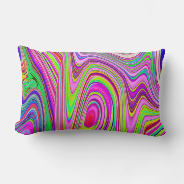 Abstrakt av Gult och Rosa Groovy Retro Art Lumbarkudde (Framsida)