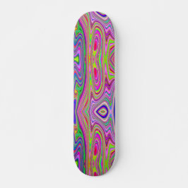 Abstrakt av Gult och Rosa Groovy Retro Art Mini Skateboard Bräda 18,5 Cm