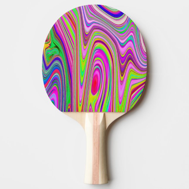 Abstrakt av Gult och Rosa Groovy Retro Art Pingisracket (Framsidan)