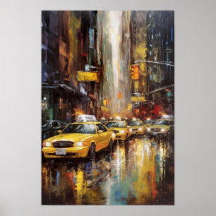 Abstrakt av Gulten i New York-Oljemålningen Poster