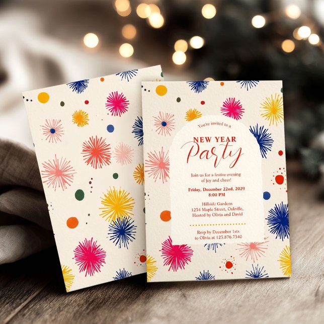 Abstrakt av handdränkt ljus, nyår Party Inbjudningar (Skapare uppladdad)