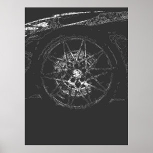 abstrakt av hjulfälg, estetisk linjekonst poster