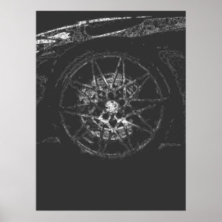 abstrakt av hjulfälg, estetisk linjekonst poster
