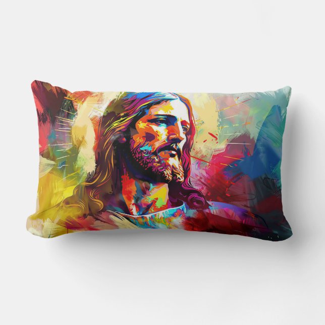 abstrakt av jesus ansikte lumbarkudde (Framsida)