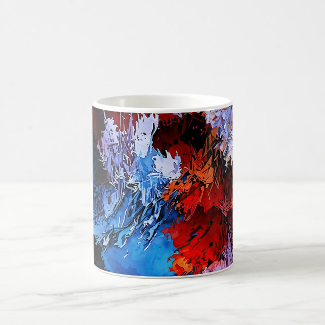 Abstrakt av kallfärgad Inferno Blue Red Contempora Kaffemugg (Center)