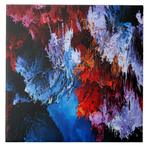 Abstrakt av kallfärgad Inferno Blue Red Contempora Kakelplatta