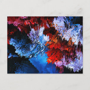 Abstrakt av kallfärgad Inferno Blue Red Contempora Vykort