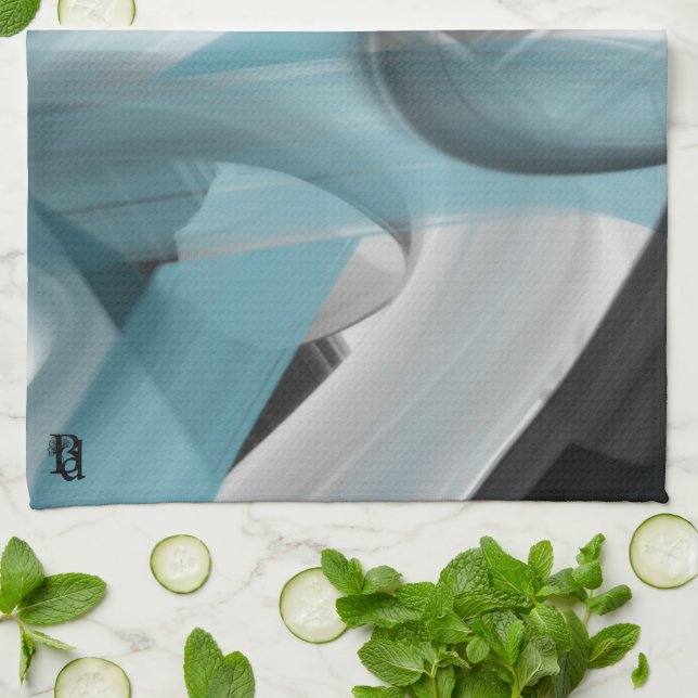 Abstrakt av könsceller Trend Home Decor Blue Ocean Kökshandduk (Vikta)