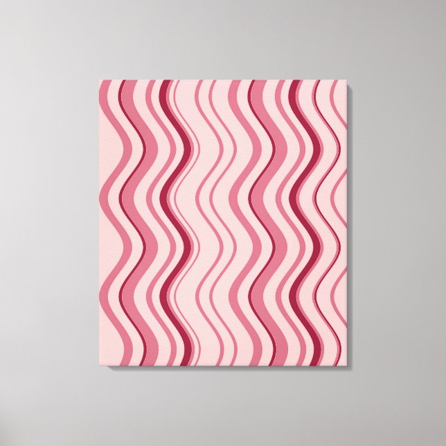 Abstrakt av konstnären Retro Rosa Wave Canvastryck (Framsida)