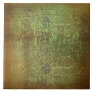 Abstrakt av koppar och grönt efter Renee Kakelplatta