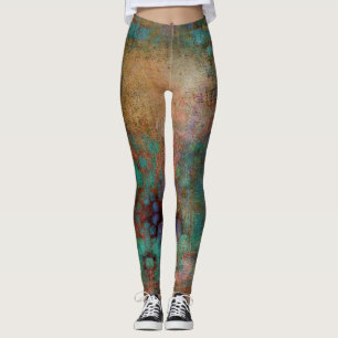 Abstrakt av koppar, turkos och Magenta Leggings