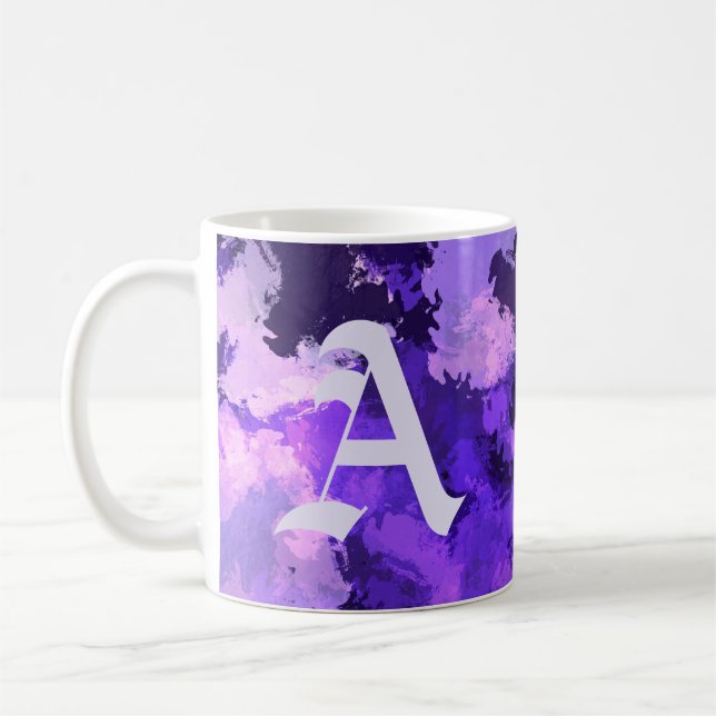 Abstrakt av lila Blue & Coola med stor Brev Kaffemugg (Vänster)