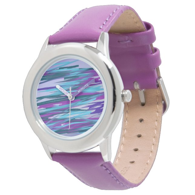 Abstrakt av lila och Grönt Armbandsur (Vinklad)