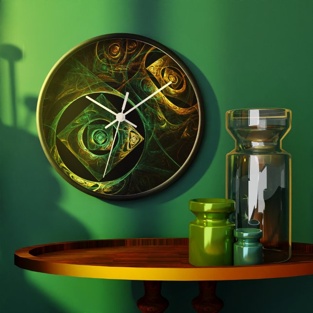 Abstrakt av magiska vibrationer - kontur stor klocka (Magical Vibrations Abstract Art Round Wall Clock)