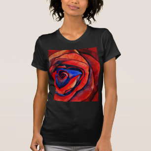 Abstrakt av makro röd ros-målning t shirt