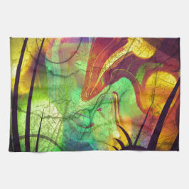 Abstrakt av målad Nebula-Fire Opal Kökshandduk