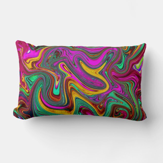 Abstrakt av marmorerad Shock rosa och marmorerad G Lumbarkudde (Framsida)