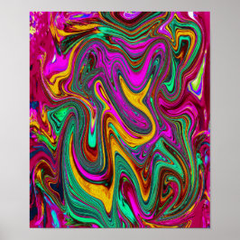 Abstrakt av marmorerad Shock rosa och marmorerad G Poster